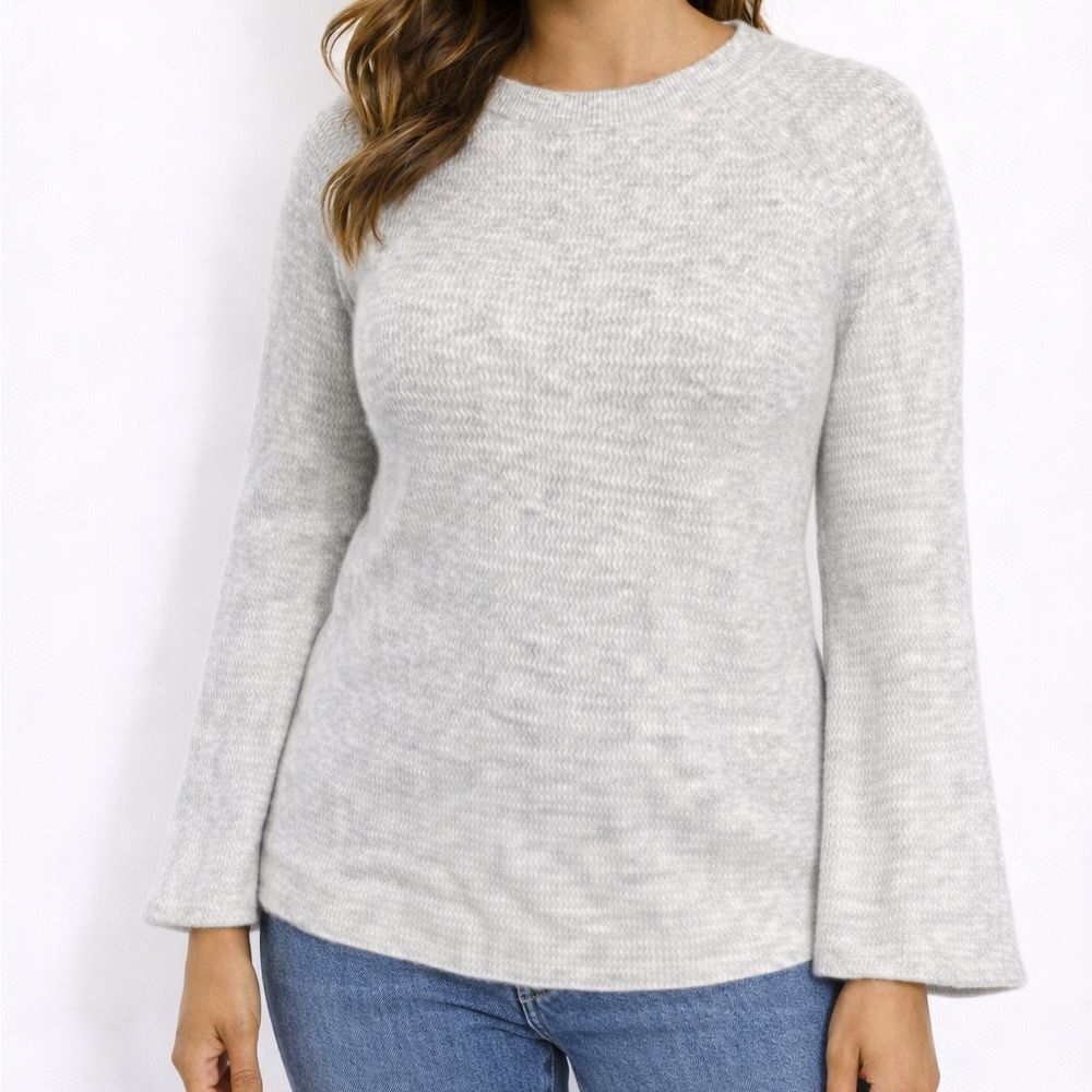 Ann Taylor Loft Grey bell sleeve melange Sweater